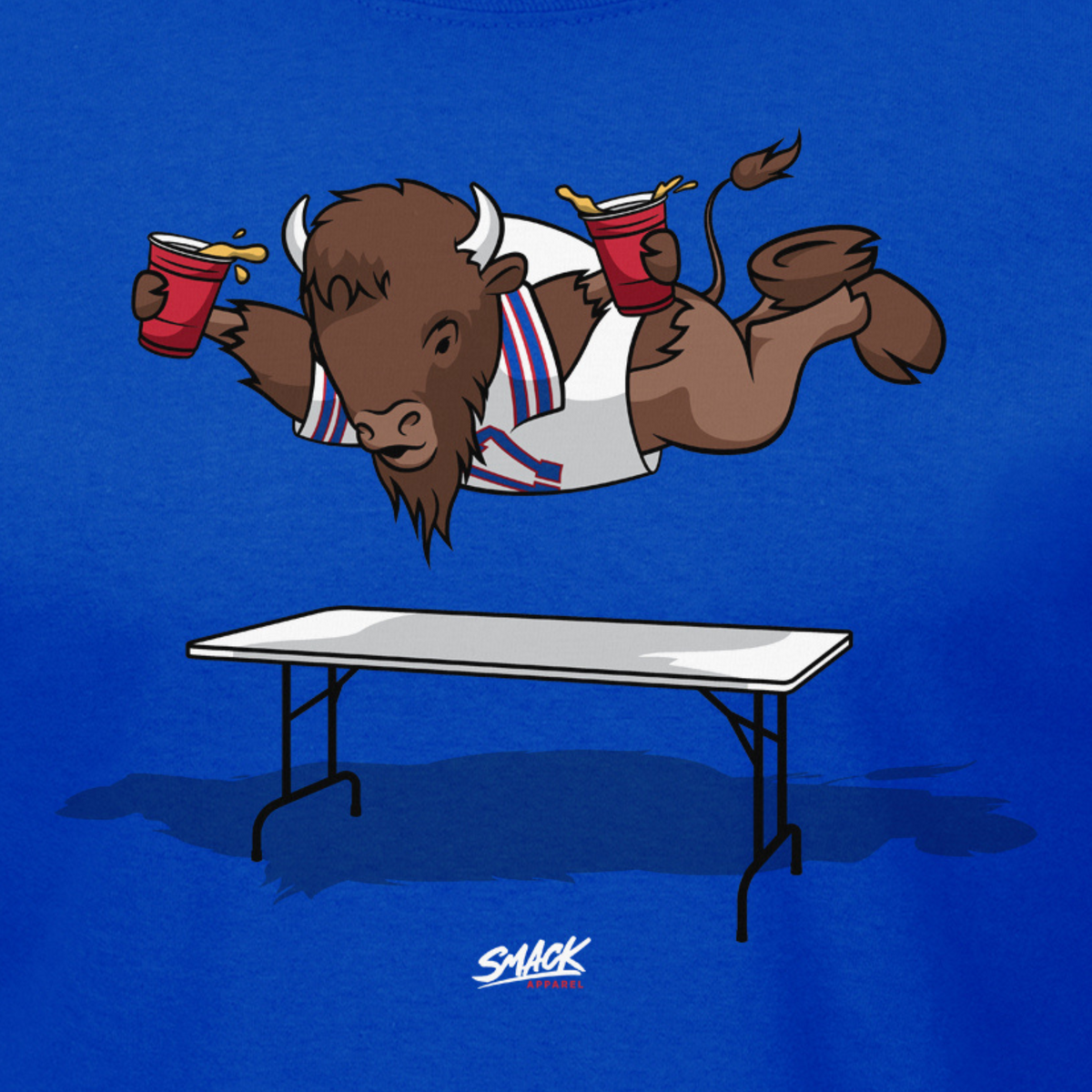 Buffalo Football Fans. Smash Tables Royal T-Shirt (Sm-5X)