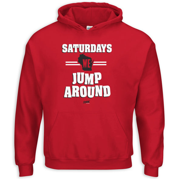 Saturdays We Jump Around T-Shirt for Wisconsin College Football Fans