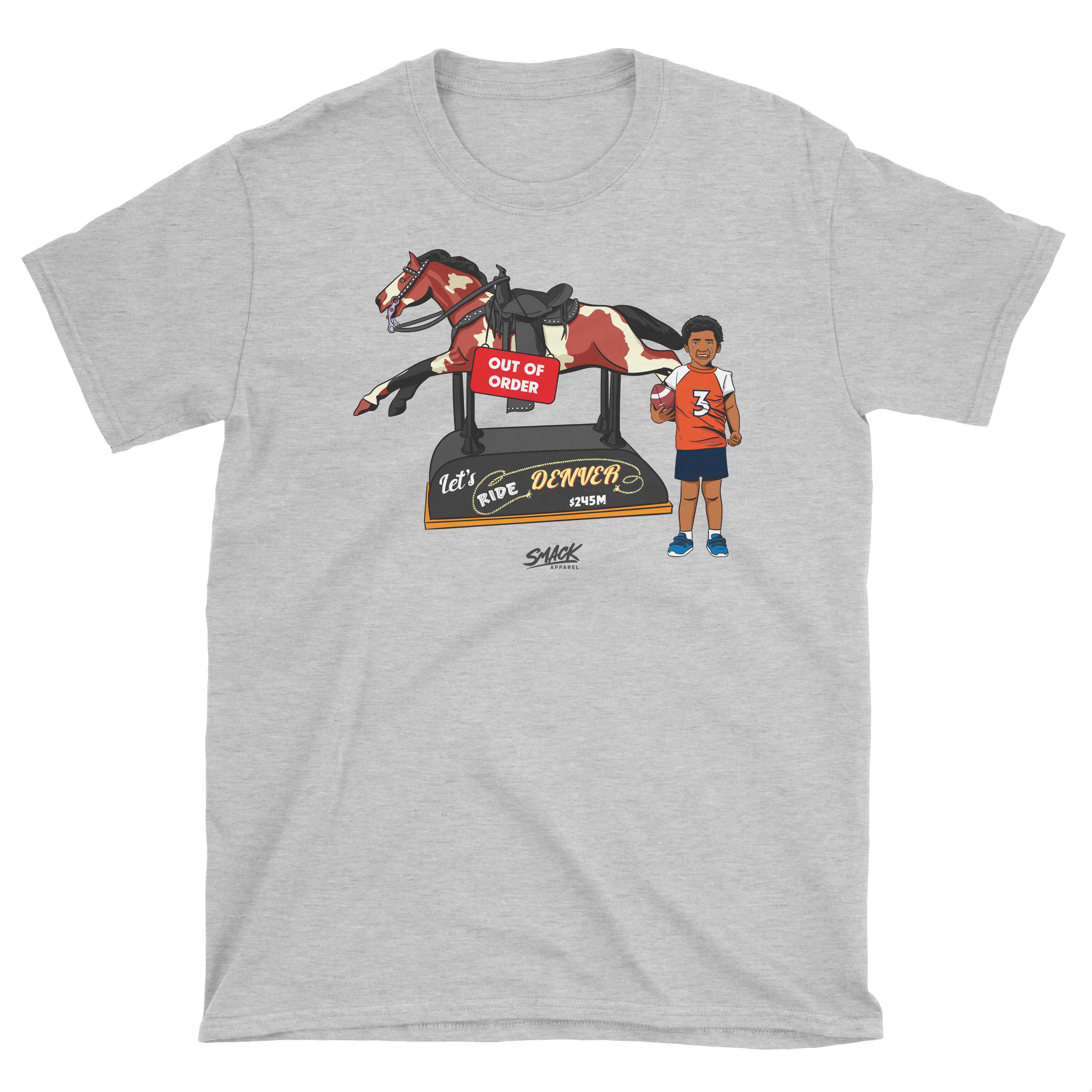 Smack Apparel Funny Let's Ride Denver (Out of Order) T-Shirt for Football Fans Soft Style Short Sleeve / Small / Gray