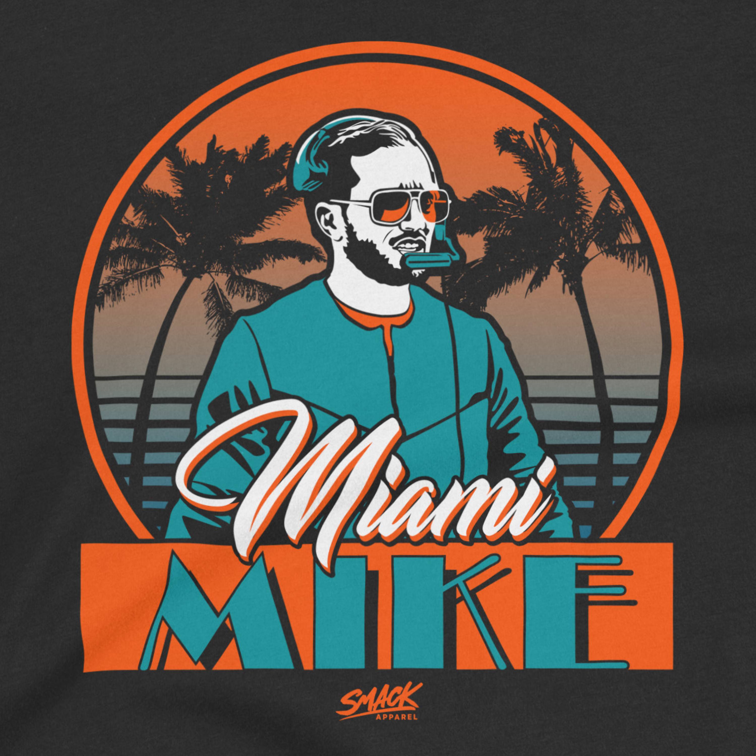 Smack Apparel Miami Mike T-Shirt for Miami Football Fans Soft Style Short Sleeve / Large / Black