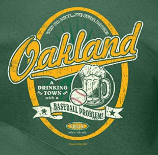 Smack Apparel Oakland A Drinking Town with A Baseball Problem Shirt | Oakland Baseball Fans Apparel | Shop Unlicensed Oakland Gear Large / Green / Long Sleeve